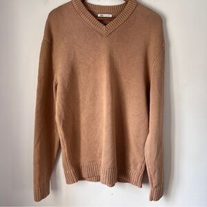 Zara Tan V-Neck Knit Sweater Mens Large